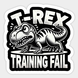 Funny T-Rex Training Fail Dinosaur Cartoon Sticker